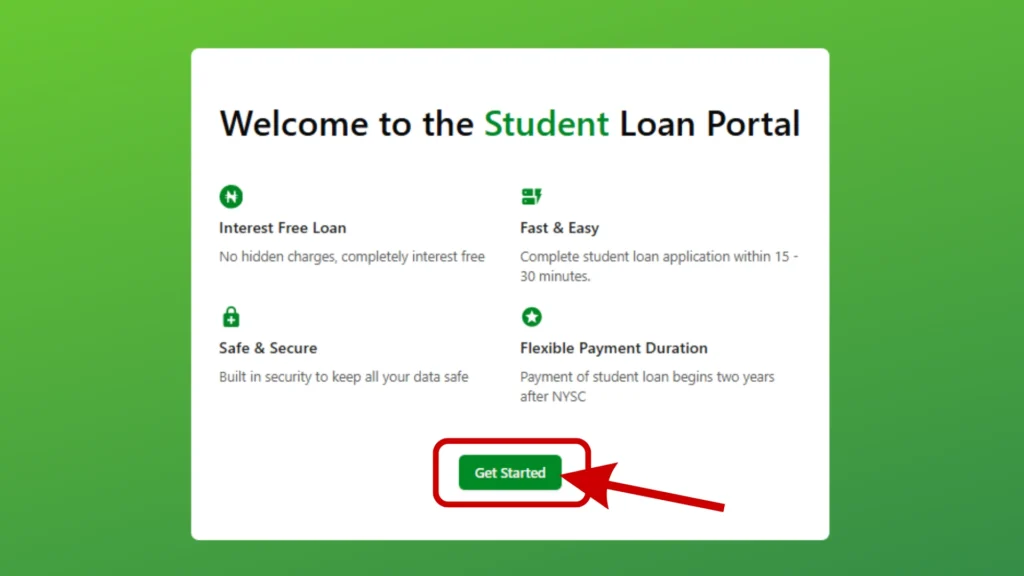 NELFund registration page showing the Get Started button