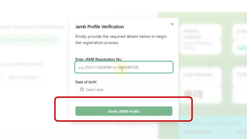 NELFund JAMB verification page for student status verification